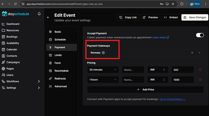 Add Pricing and Payment Gateway