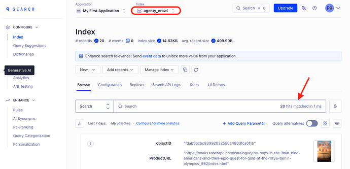 Algolia search indices