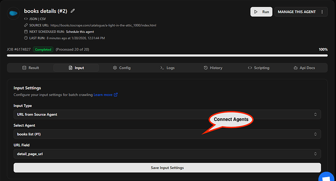 connect agents using source url