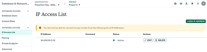MongoDB whitelist IP address