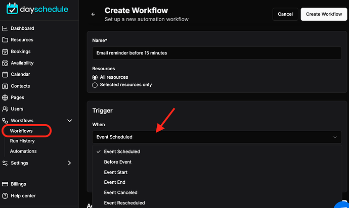 Create email workflow