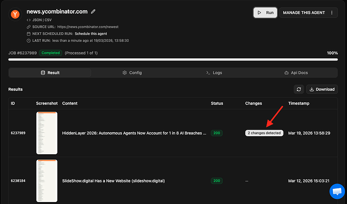 Download web monitoring reports