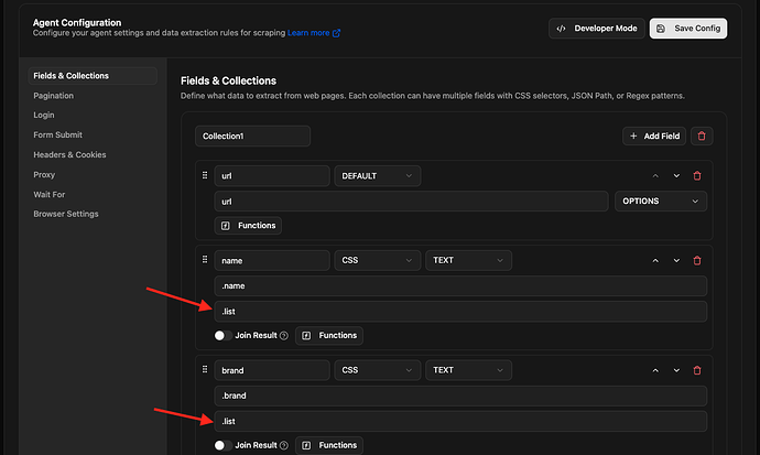 Edit parent selector in scraper