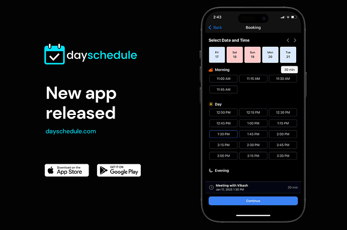 DaySchedule appointment booking app