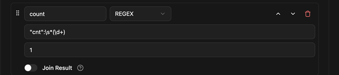 Scraping count field from JSON with regex expression