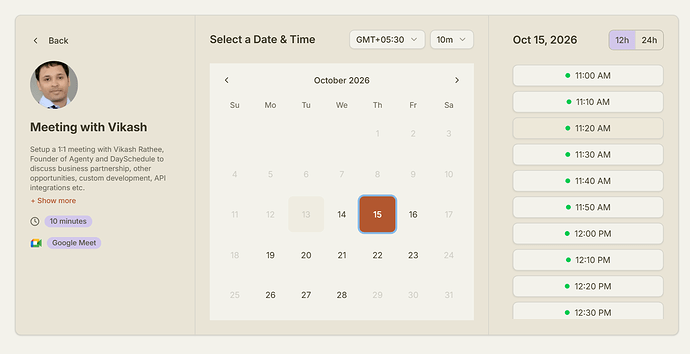 Claude theme on a DaySchedule booking page