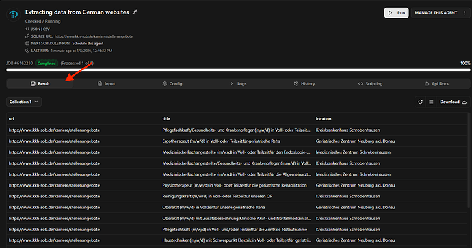 Deutsch website scraper