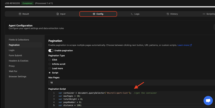custom script for infinite scroll