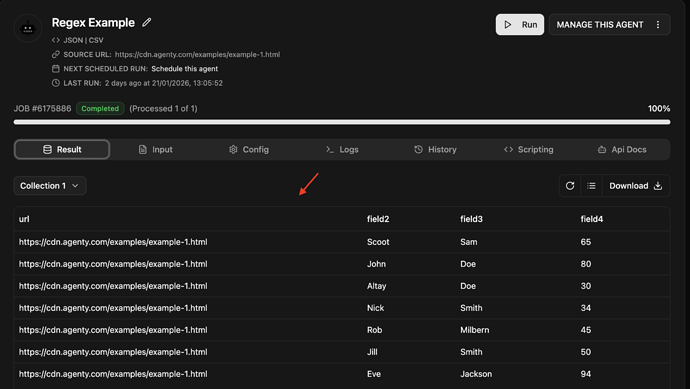 Scraping data using regex