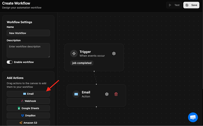 Select email workflow