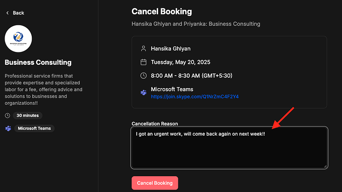 Appointment cancellation