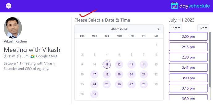 Localization appointment booking page preview