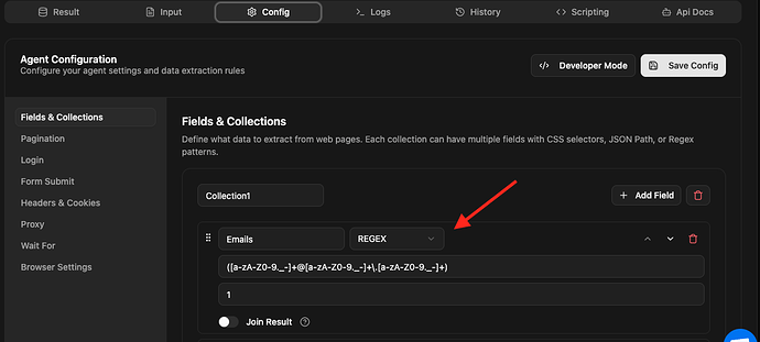 Scrape emails from website using regex