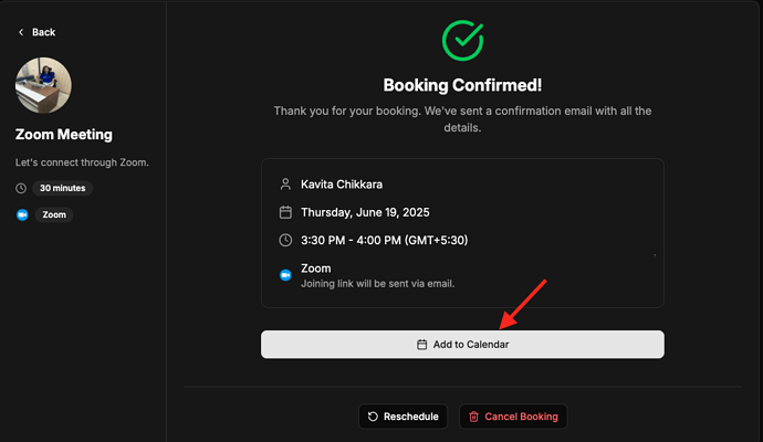 Zoom meeting confirmation