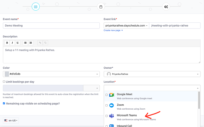 Microsoft Teams in event location