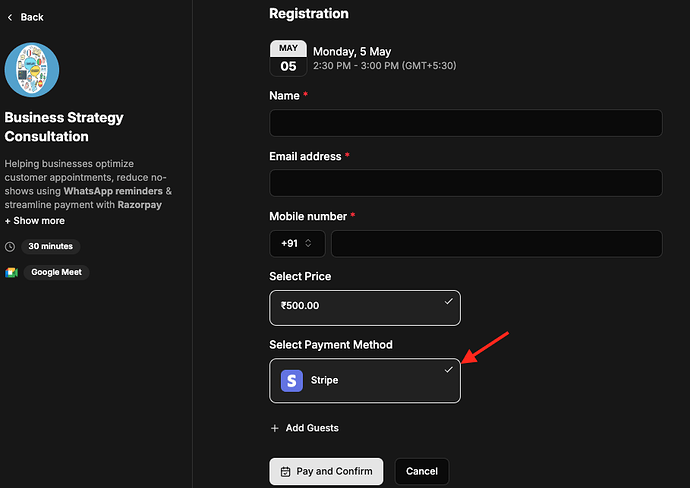 payment through stripe payment gateway