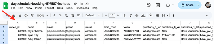Webinar details in CSV format