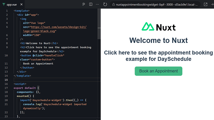 Appointment booking widget in Nuxt