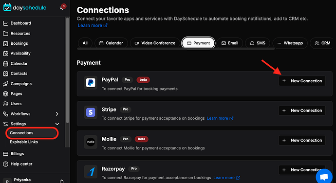 Connect PayPal payment for appointment