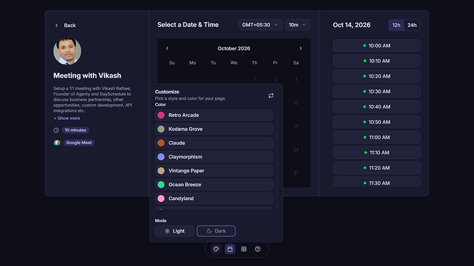 Cosmic Night theme in dark mode with the theme picker open