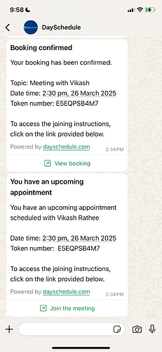 Whatsapp reminder for appointment