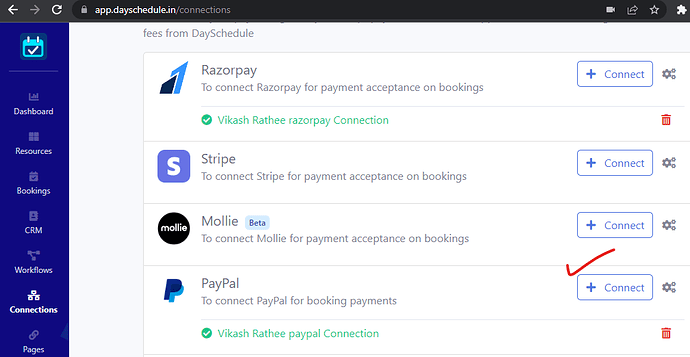 Connect PayPal payment for appointment