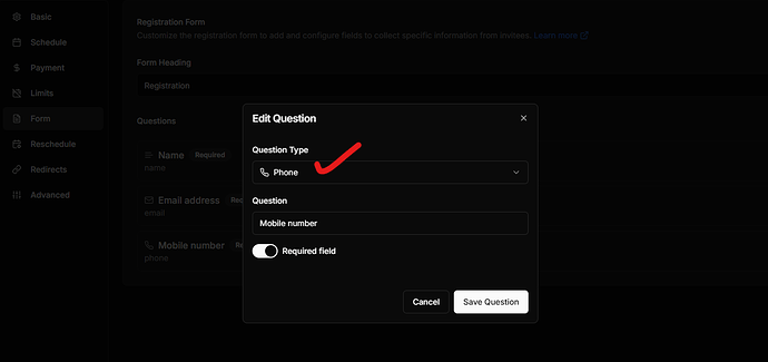 WhatsApp number for customers to send reminder