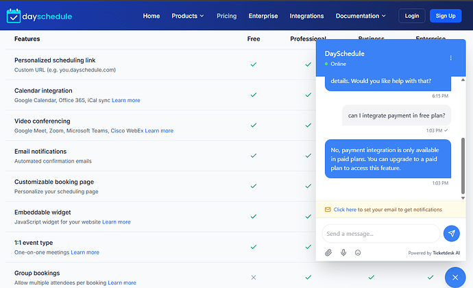 AI chatbot preview in React app