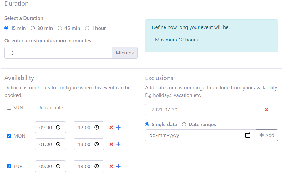 Setup doctor schedule and availability