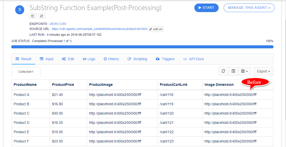 substring before result