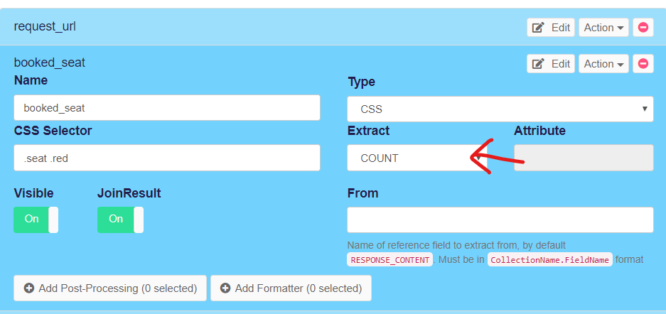 count option in scraping