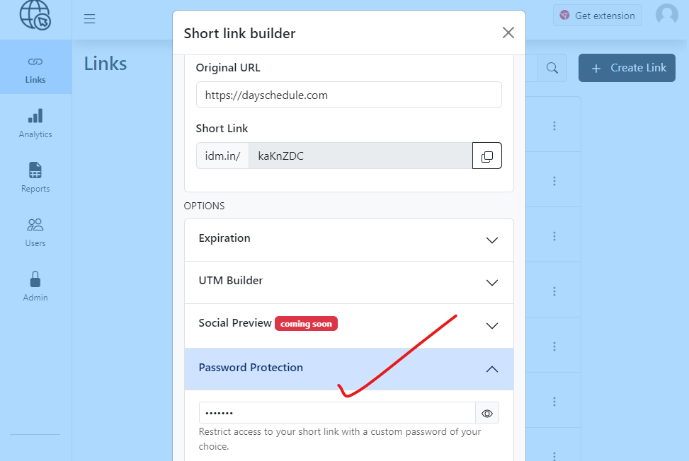How to create password-protected short links?