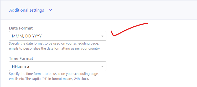 Custom date time format on appointment scheduler