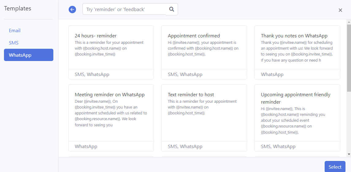 WhatsApp meeting reminder templates