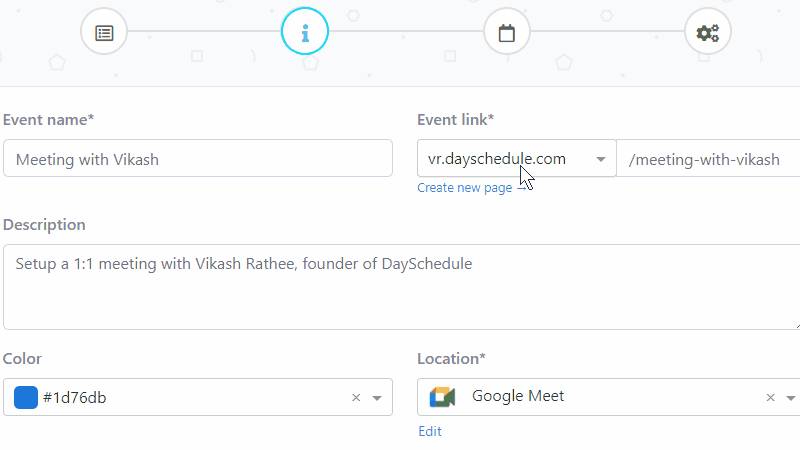 Scheduling page select on events