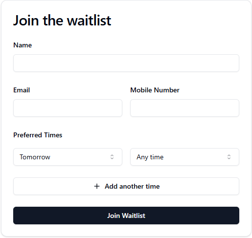 Waitlist on appointment pages