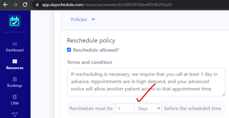 Custom rescheduling policy